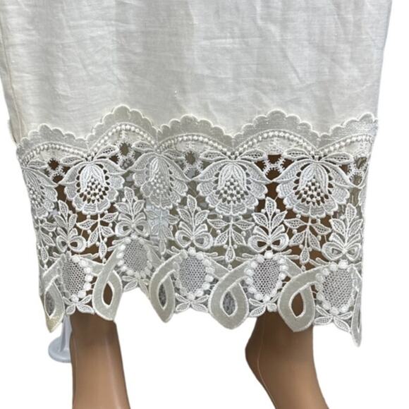 Vintage Jessica McClintock Linen & Lace Peplum Dress Cottagecore  Rare Unique - Picture 5 of 15